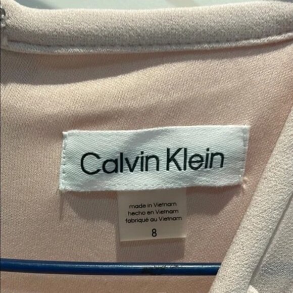 Calvin Klein long sheer sleeve shift dress light baby pink women's size 8 - Picture 6 of 7